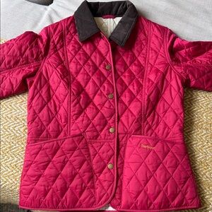 Barbour Fuchsia Quilted Jacket with Dark Collar